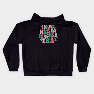 In My Merry Teacher Era Xmas Groovy Christmas Kids Hoodie